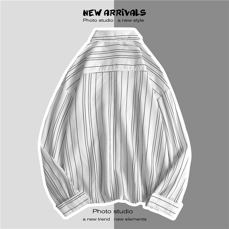 Áo Sơ Mi Dài Tay Sọc Vằn Thời Trang Hàn Cho Nam Cỡ M-3Xl