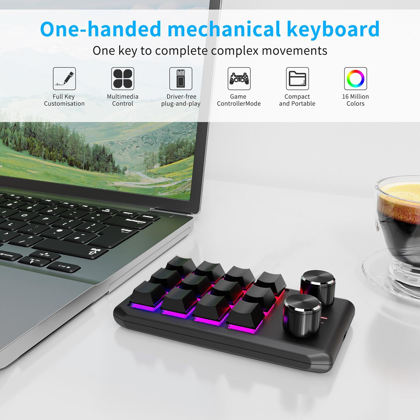 Mechanical Keyboard RGB Non Slip Program Keys 12 Key for  Office
