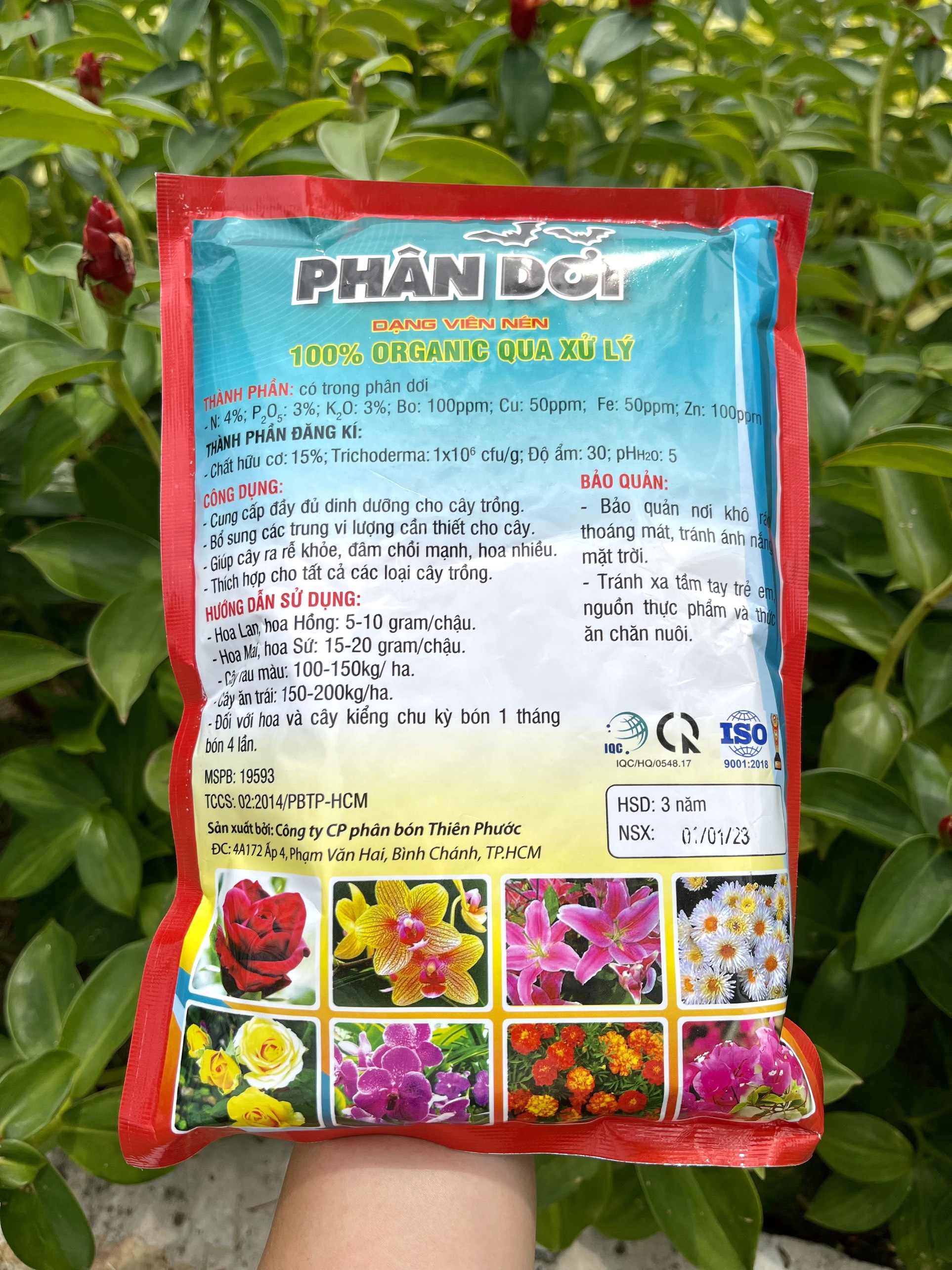 Phân dơi viên nén 100% organic gói 700gr chuyên dùng cho hoa hồng, cây rau màu