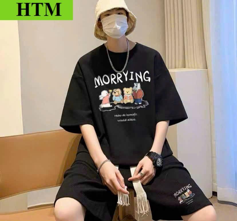 Sét Thể Thao Nam Nữ Mùa Hè Mặc Nhà Chất Thun Cotton Xốp Thái Siêu Xịn In Chữ MORRYING Siêu Đẹp HTM FASHION