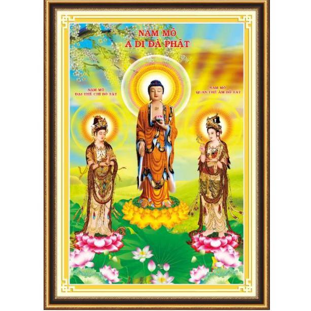 Tranh thêu chữ thập Tam Thế Phật kt100x70cm 53560