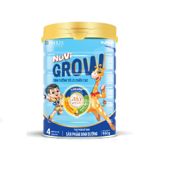 2 hộp Sữa Nuvi GROW 4 900g của Nutifood, phát triển chiều cao tối ưu cho trẻ từ 2 tuổi trở lên. Tặng khăn mặt cotton mềm min