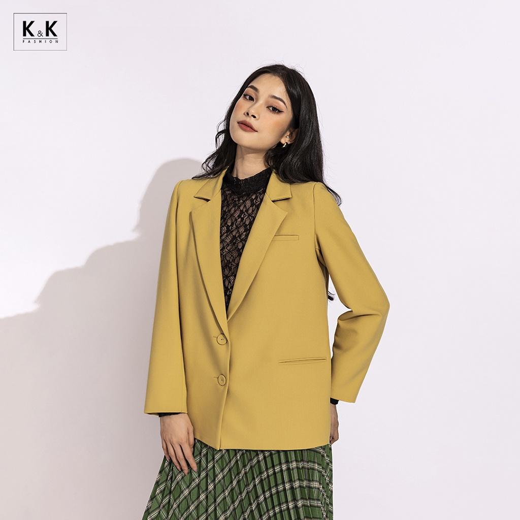 Áo blazer nữ màu vàng hai túi trước K&amp;K Fashion AK11-19 Chất Liệu Teijin