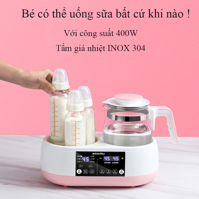 Máy hâm nước pha sữa thông minh kèm nồi hầm cháo đa năng 8in1