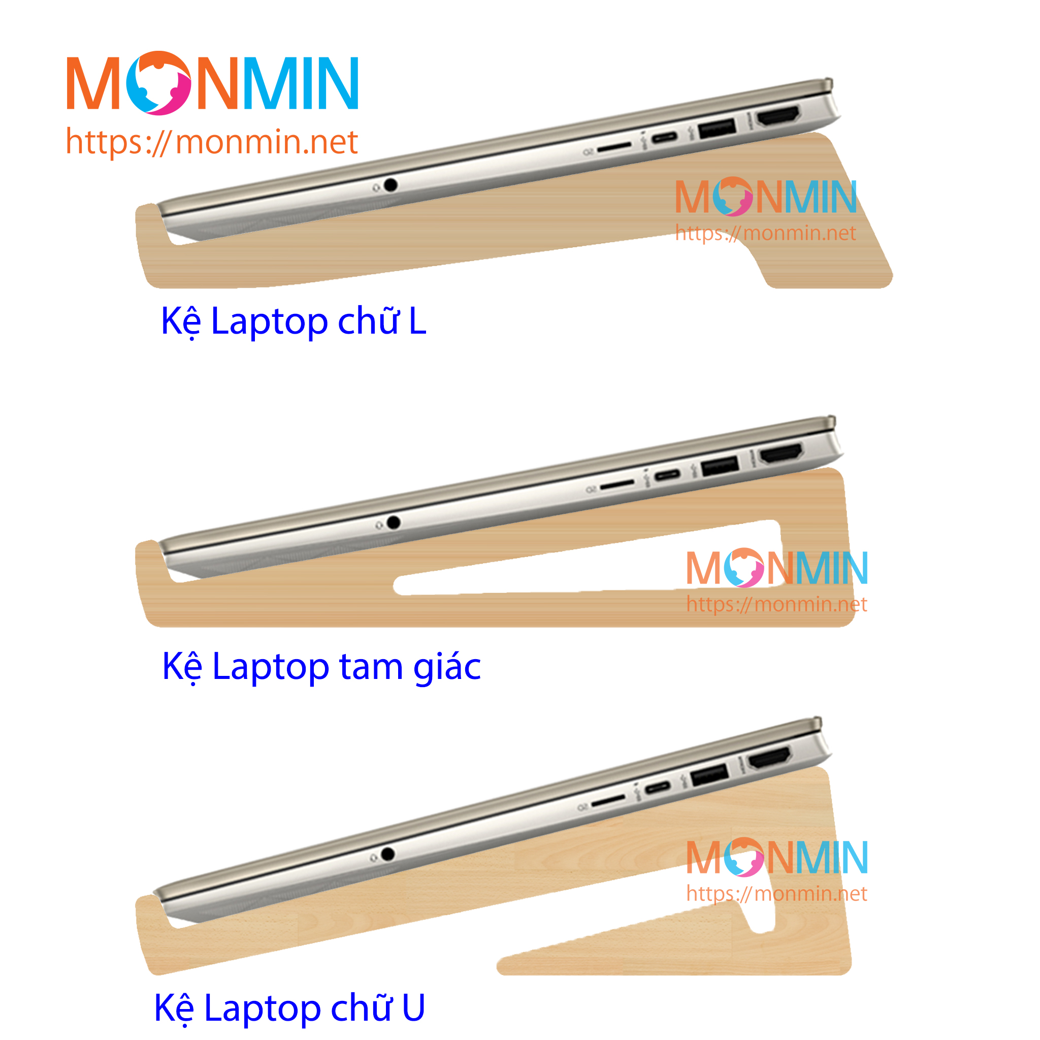 Kệ giá kê tản nhiệt cho Laptop và Mac bằng gỗ Plywood