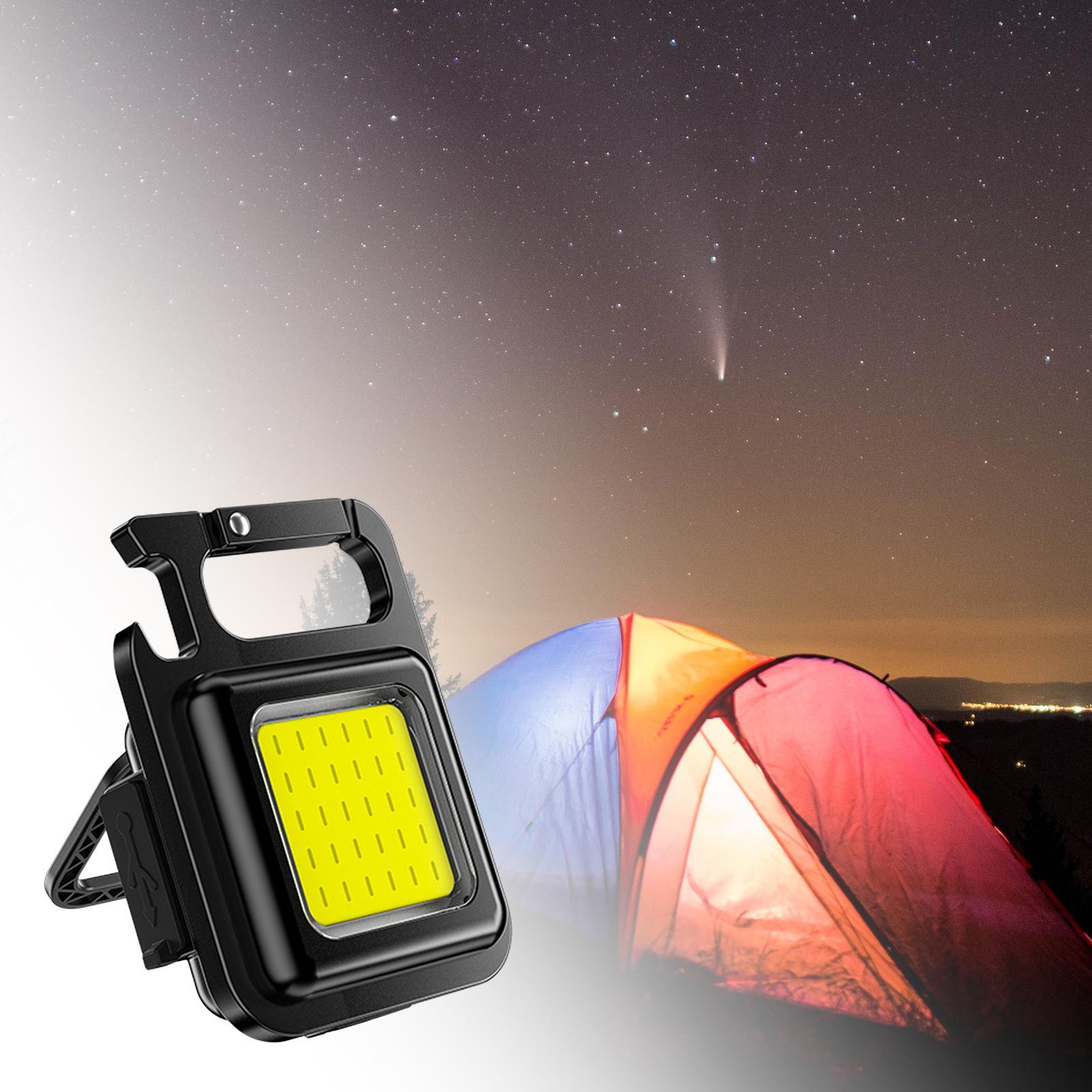 COB Keychain Flashlight Waterproof USB Rechargeable Lamp for Fishing Walking