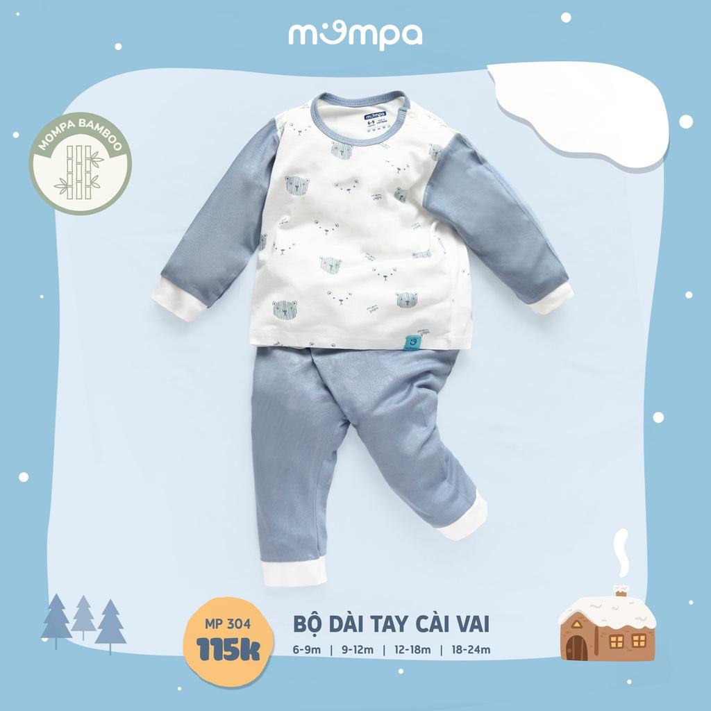 Bộ QA dài tay mompa cho bé cài vai tiện lợi từ 6-24m