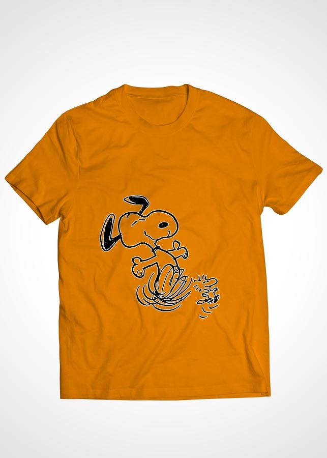 Bộ áo thun Cotton màu cam cặp đôi in hình mẫu 09