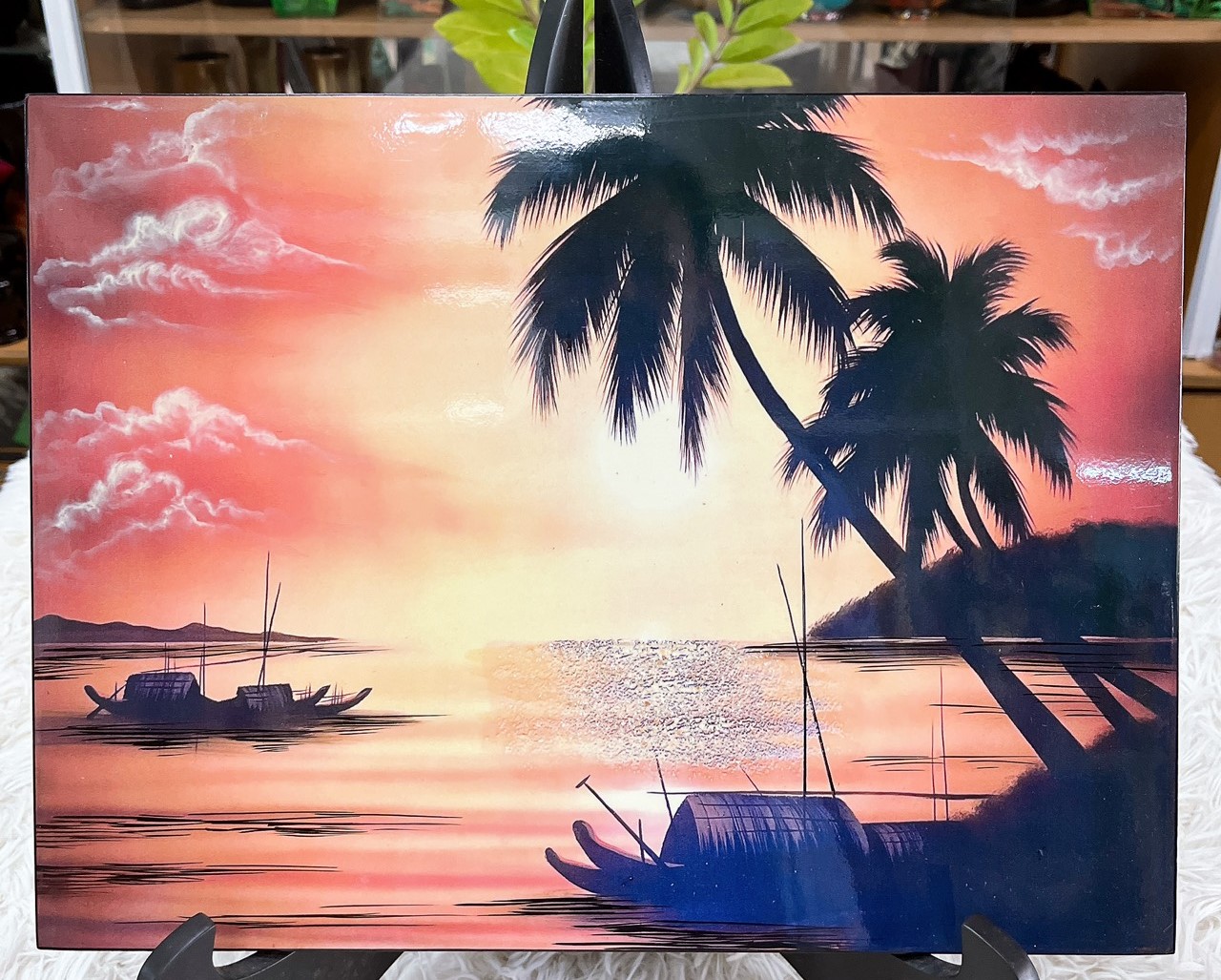 Tranh sơn mài - ĐỒNG QUÊ VIỆT NAM -Hàng xuất khẩu size 30x40 cm