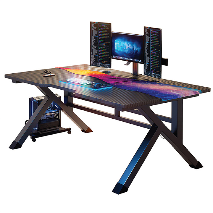 Bàn Làm Việc, Bàn Gaming Chữ K. Mặt Phủ Sợi Cacbon. KT 120 x 60 x 75cm