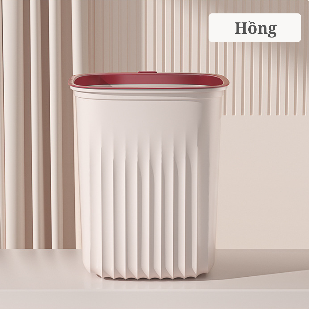 Thùng rác, thùng rác nhựa, chất liêu nhựa dẻo - Chịu lực tốt - Có vòng cố định túi rác - Thay túi rác dễ dàng - Màu hồng