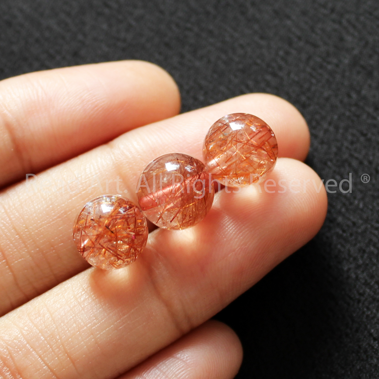 9MM Đá Thạch Anh Tóc Đỏ Tự Nhiên  Loại AA, Hợp Mệnh Hoả, Thổ, Vòng Tay Phong Thuỷ, Chuỗi Hạt - Bead Art