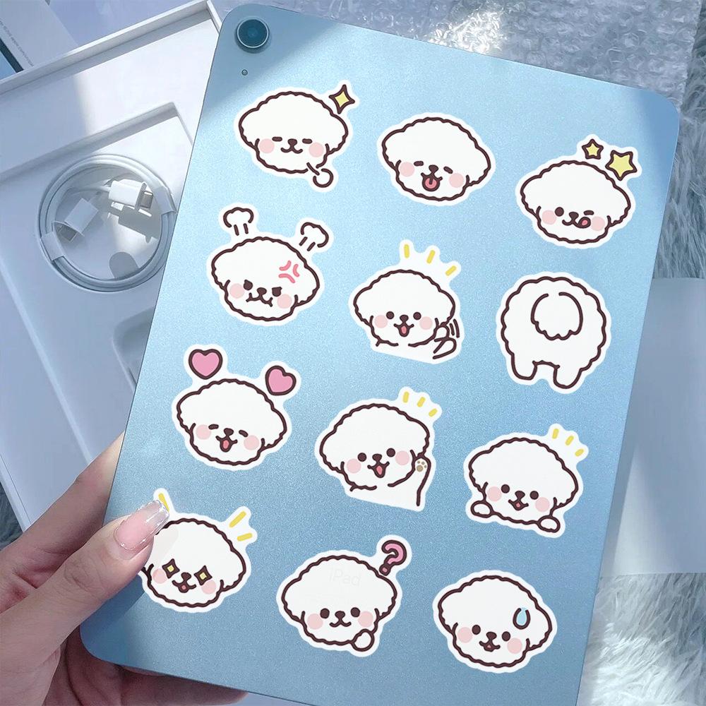 Sticker CHÓ POODLE TRẮNG CHIBI hoạt hình cute trang trí mũ bảo hiểm,guitar,ukulele,điện thoại,sổ tay,laptop-mẫu S131