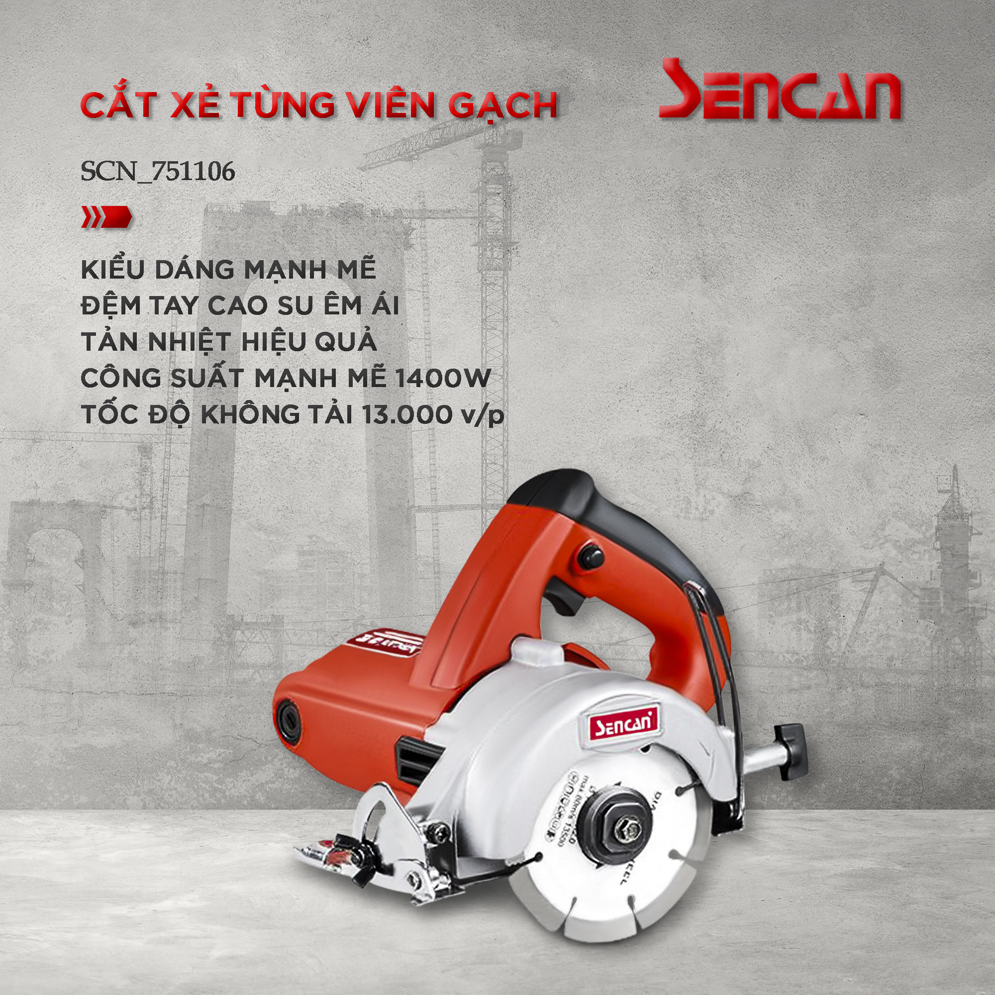 Máy cắt gạch 110mm Sencan 751106