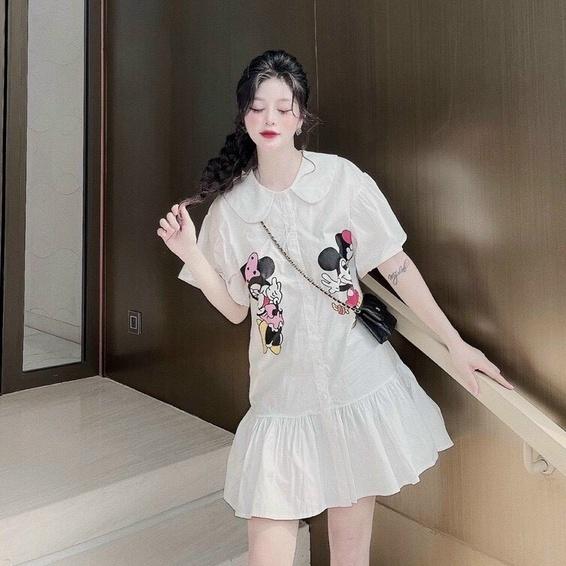 Đầm babydoll in hình họa tiết cổ bèo cực xinh cho nàng mẫu mới lạ mắt