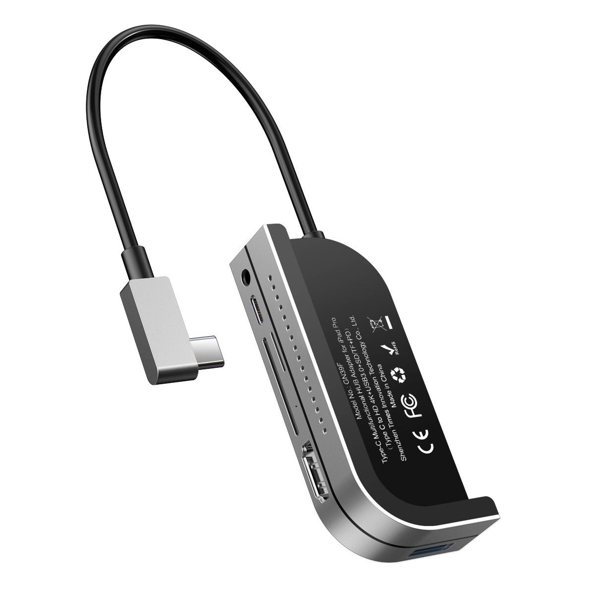 Bộ chuyển đổi HUB thông minh Baseus Bend Angle No.7 Multifunctional Type C to USB3.0/HDMI/SD/Micro SD/Audio 3.5mm+C PD, Extended InterfacesHub Dark gray - CAHUB-WJ0G - Hàng Chính Hãng