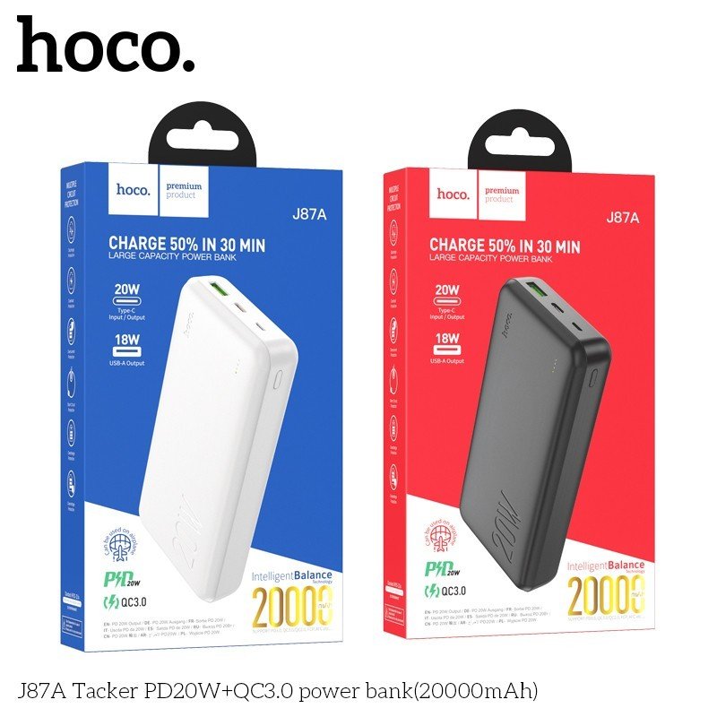 Pin Sạc Dự Phòng Hoco Sạc Nhanh J87A PD20W QC3.0 20000Mah 20W Hàng Nhập Khẩu