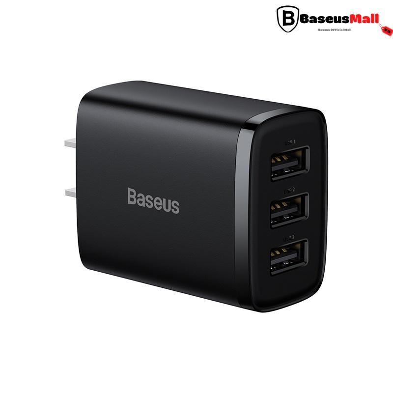 Cốc Sạc Đa Năng 3 Cổng Sạc Baseus Compact Charger 17W (Hàng chính hãng