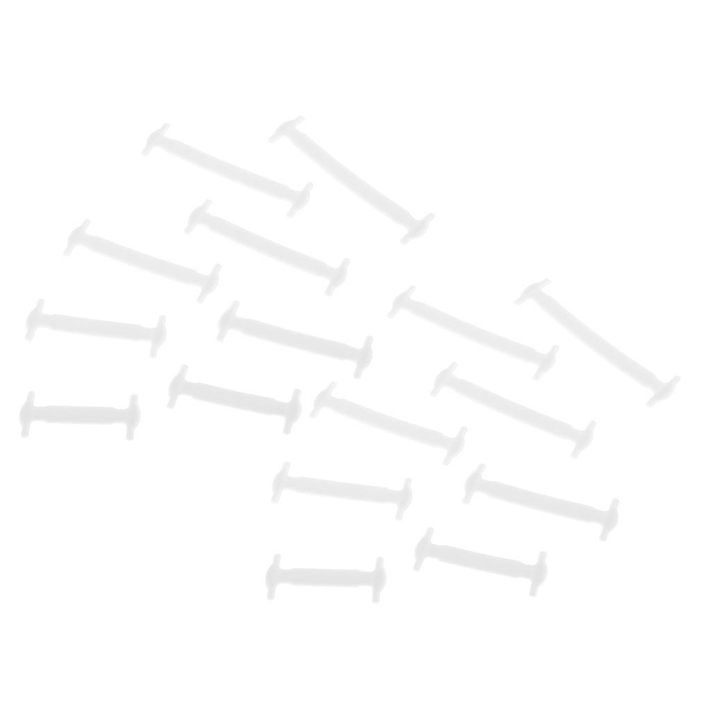 2x16 Pieces Elastic Silicone Shoelaces No Tie Shoe Laces Unisex White