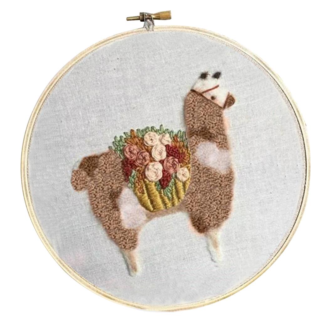 2 Set Embroidery Starter Kit with Pattern Cross Stitch Kits - Cute Alpaca