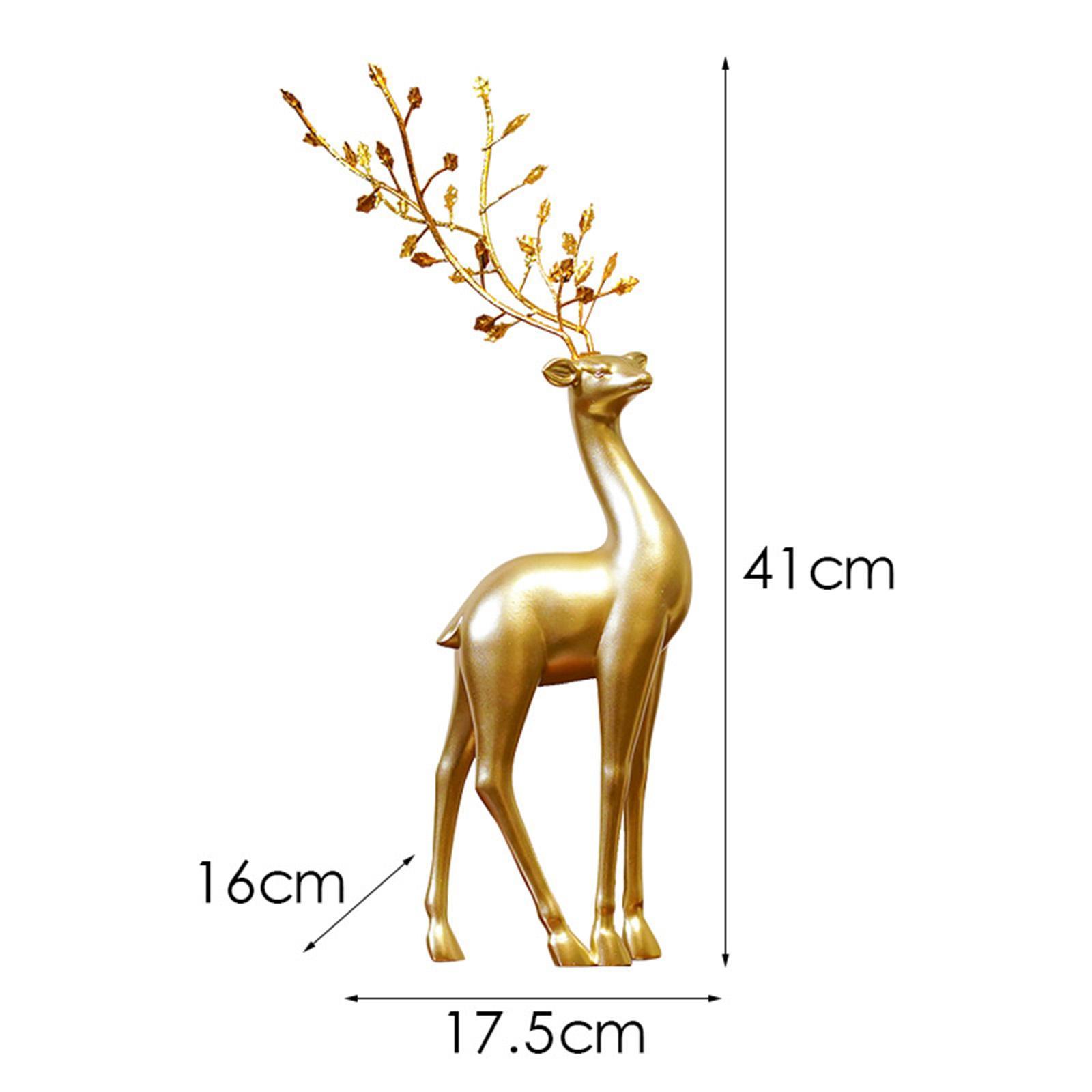 Resin Reindeer Figurine Display Cabinet Ornaments Animal Toys Tabletop Decoration Animal Statue Deer Reindeer Figures for Desktop Home Gifts