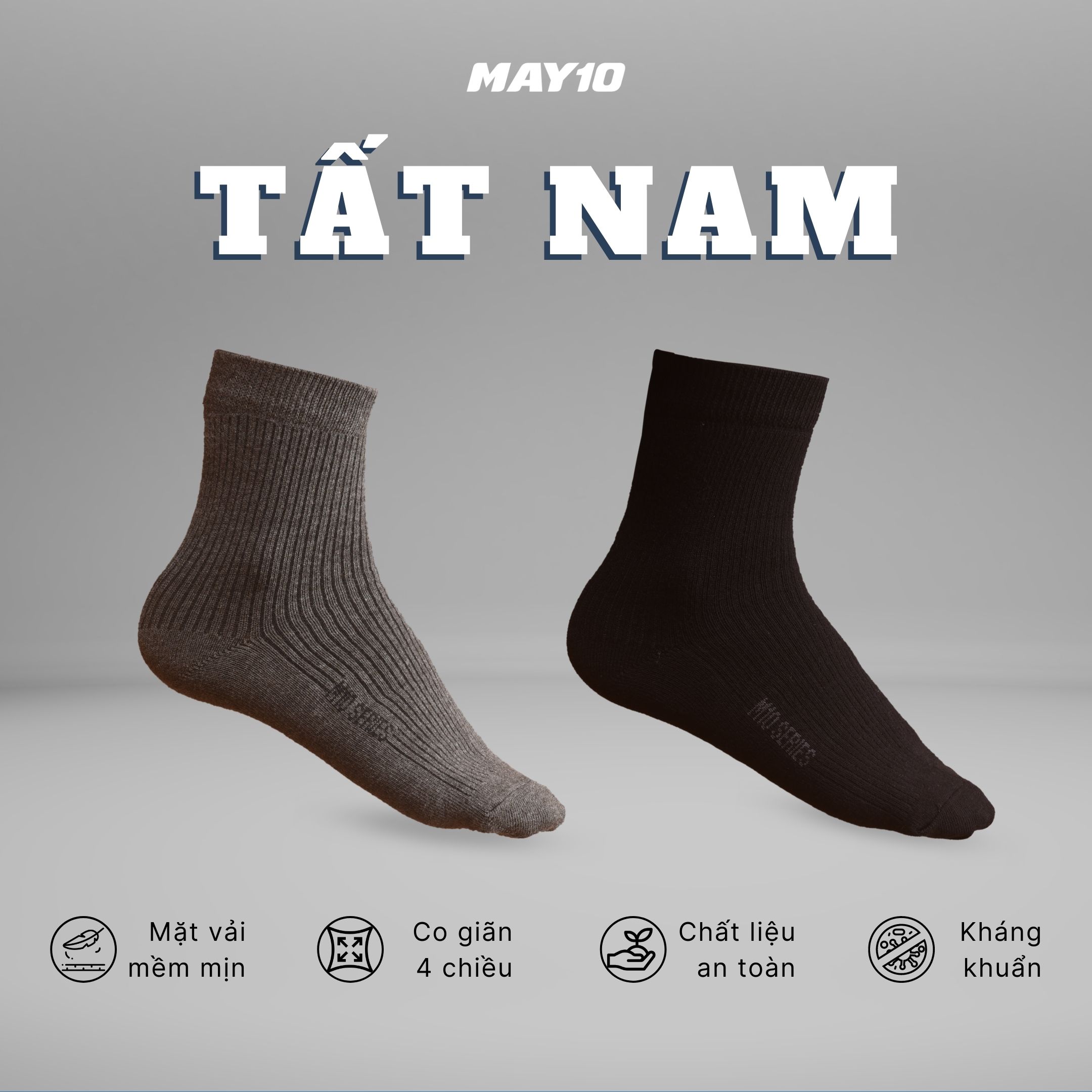 Combo 2 quần sịp nam dáng trunk - 1 đôi tất nam cổ cao May 10