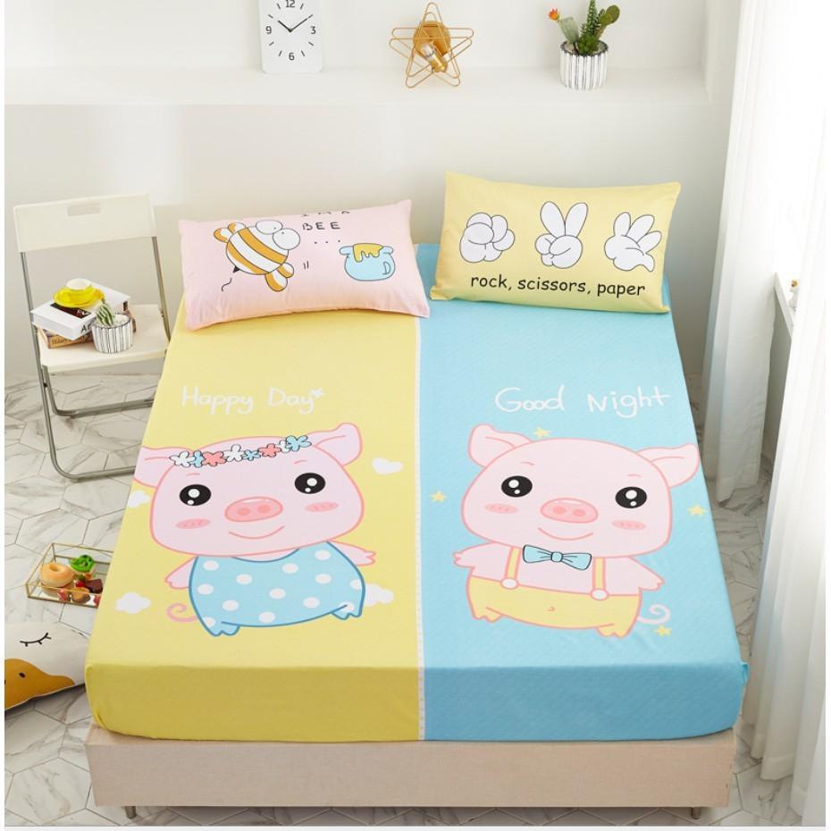 Bộ Ga Gối Cotton Hoạ Tiết 3d Cho Bé Yêu Mẫu 2 CON HEO
