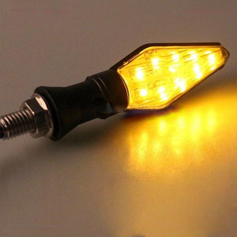 Đèn Xi Nhan Xe Máy 12 Bóng Led Màu Hổ Phách + Xanh Dương