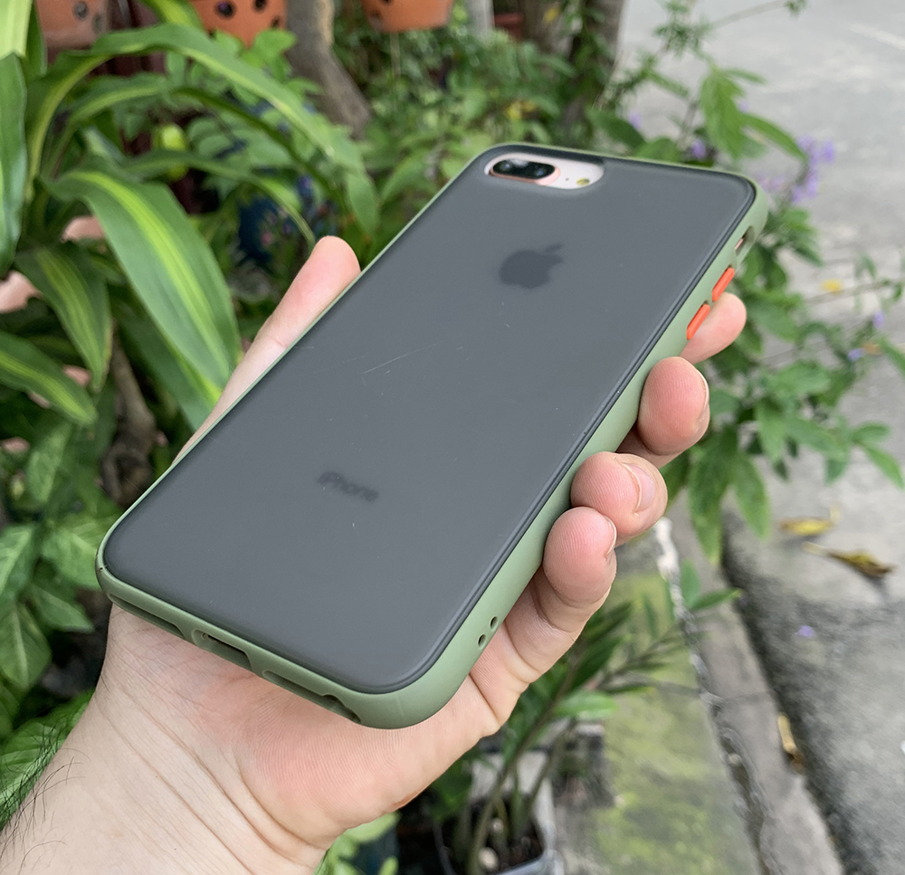 Ốp lưng chống sốc dành cho iPhone 7 Plus vs iPhone 8 Plus nút bấm màu cam - Màu xanh