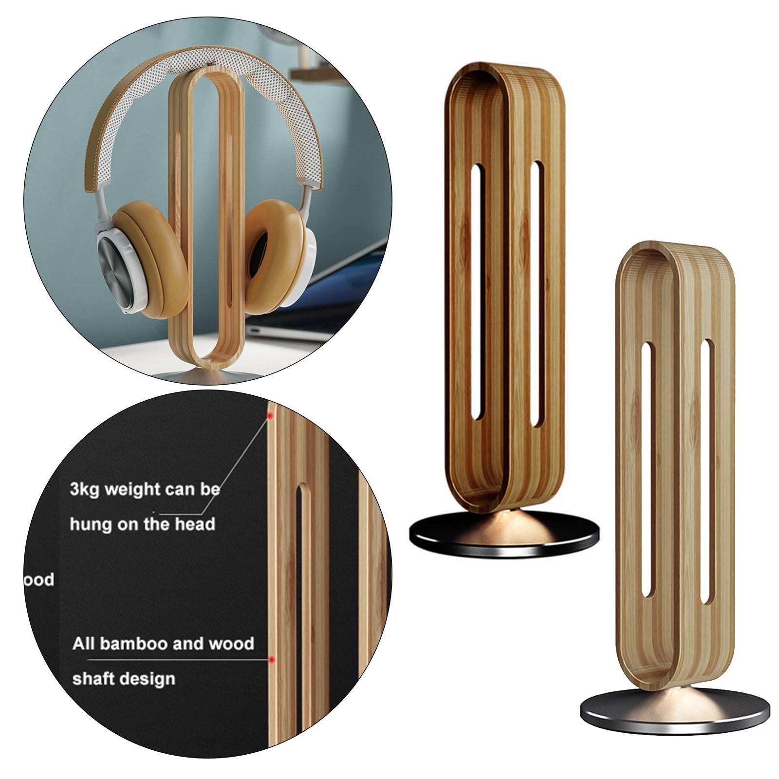 Headphone Stand Natural Wood Mount for Most Headphones Grey