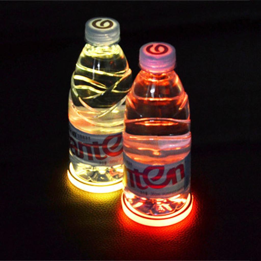 2 Pieces LED Car Cup Holder Pad Mats For Car Auto Atmosphere Lights Colorful