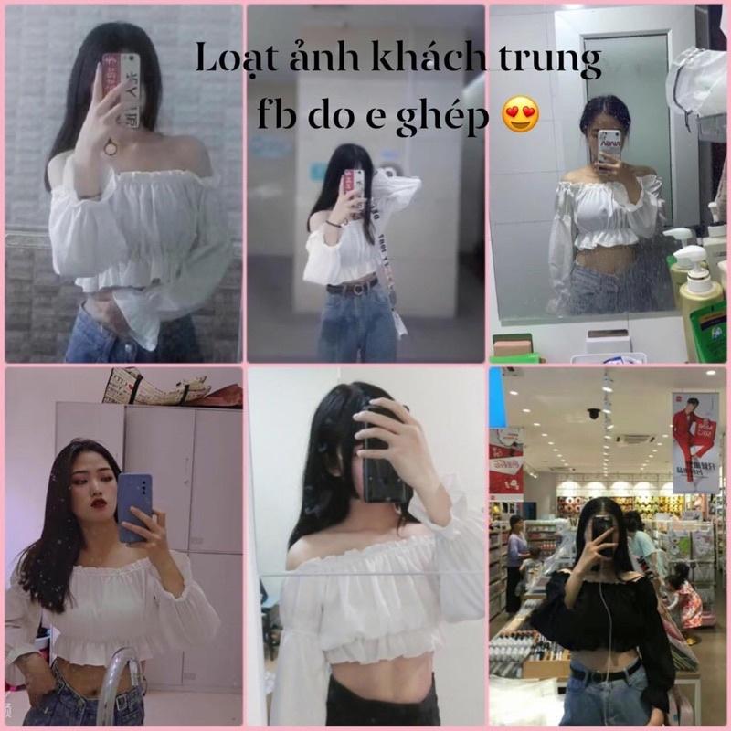 Áo bèo trễ vai dài tay croptop