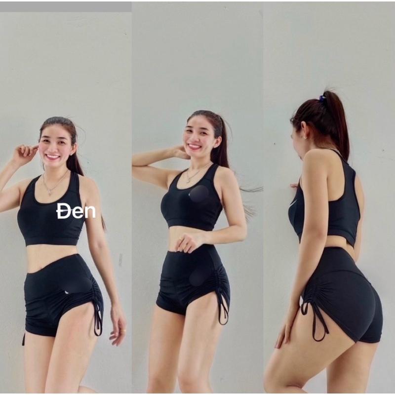 Đồ tập gym nữ bộ tập gym yoga erobic nữ áo bra quần sooc chất vải co giãn 4 chiều thấm hút tốt