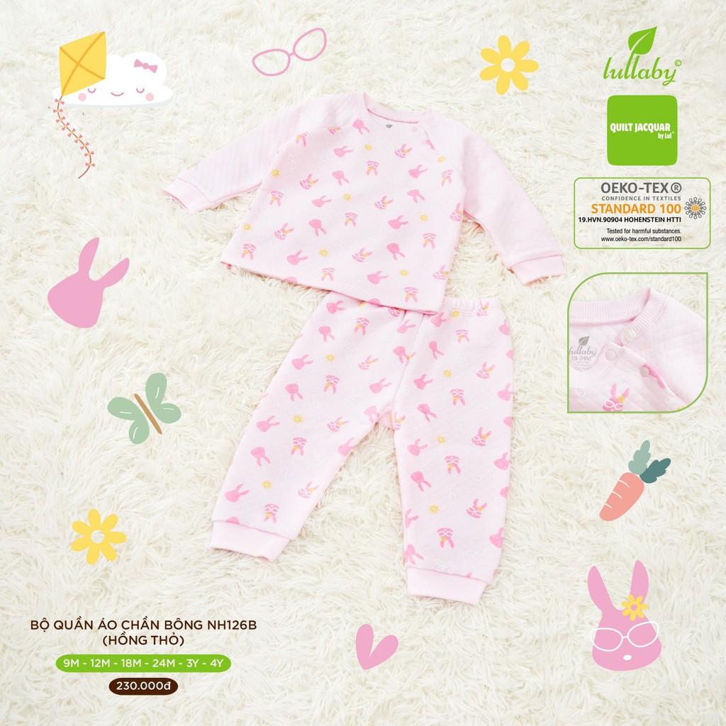 Bộ quần áo chần bông Lullaby NH126B, bộ thu đông bé trai, bé gái cao cấp