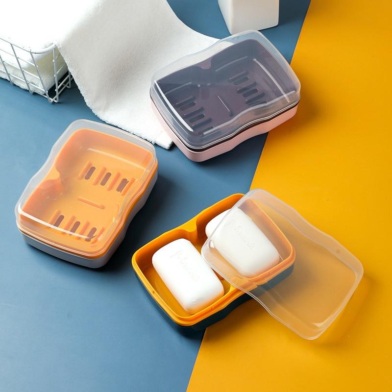 Double Layer With Cover Soap Box Bathroom Holder Dish Storage Plate Tray Soap Holder Case Supplies Bathroom Gadgets Bathroom