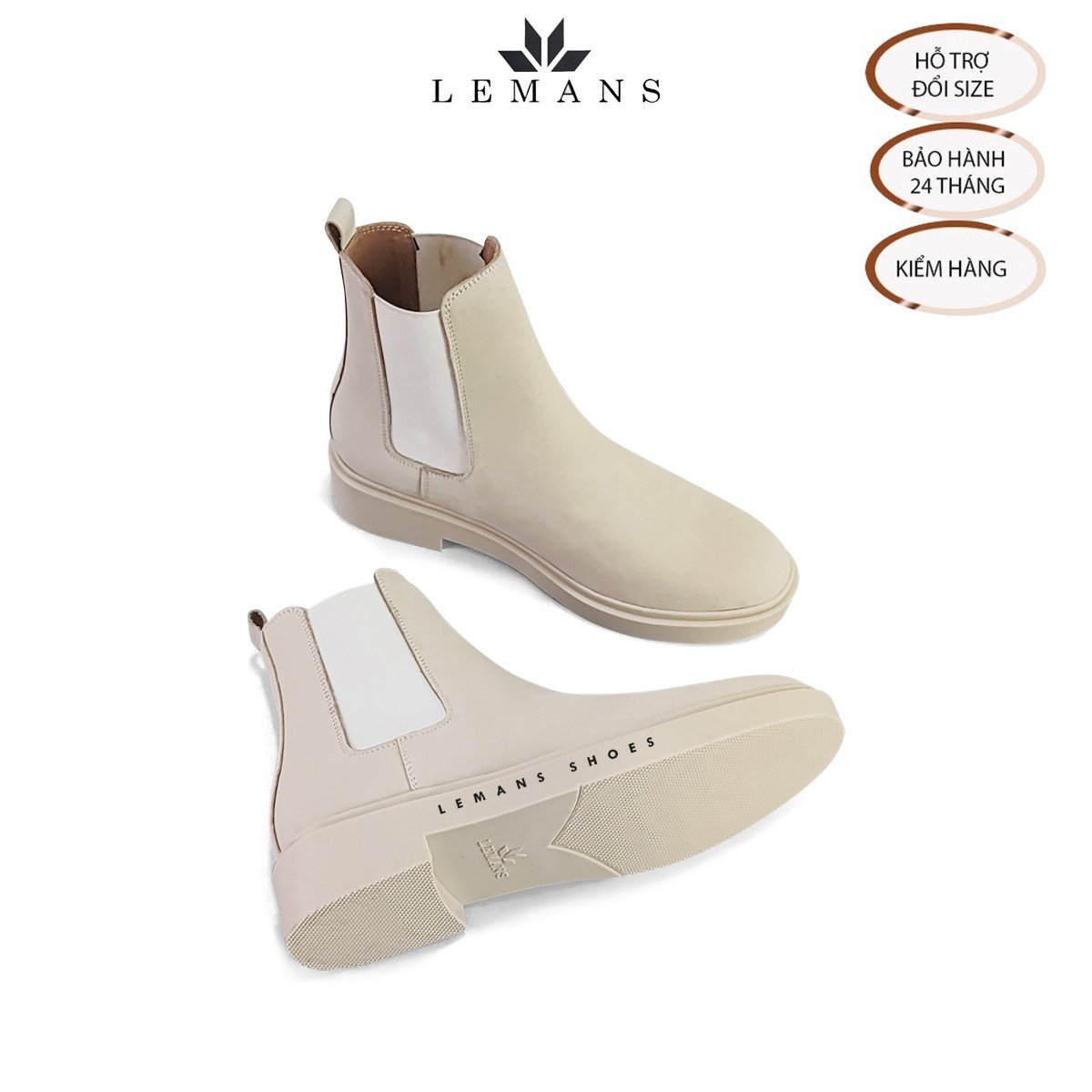 Giày da bò Lộn NuBuck Chelsea Boots Tan LEMANS đế tan hạt kim cương tăng cao 4cm khuôn độc quyền BH 24 tháng