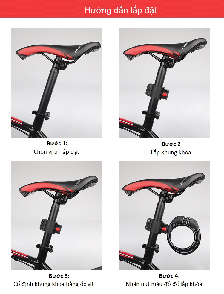 Khóa dây mật khẩu chống trộm xe máy, xe đạp