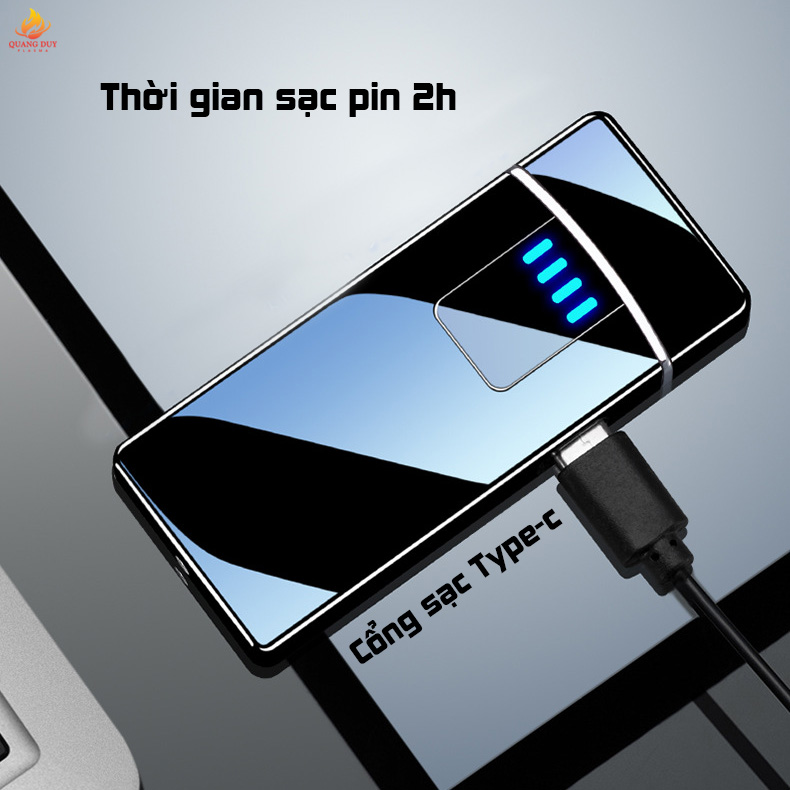 Hộp quẹt độc lạ sạc usb type-c, bật lửa điện cảm ứng plasma 4 tia chống gió