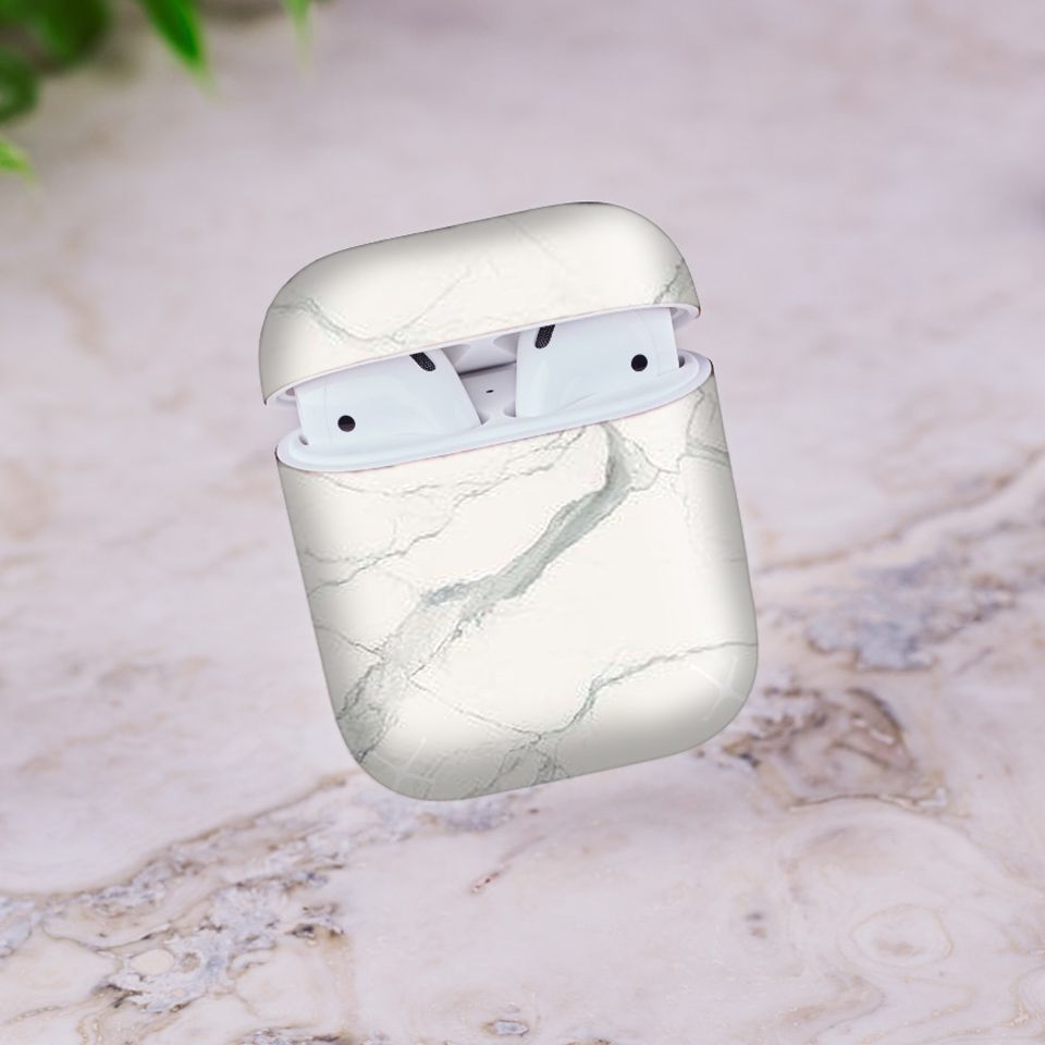 Miếng dán skin chống bẩn cho tai nghe AirPods in hình đá xám - dah005 (bản không dây 1 và 2