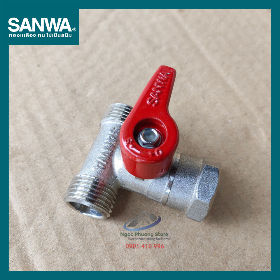 Van bi chia 3 đường nước 2 ren ngoài, 1 ren trong Sanwa THÁI LAN Phi 21mm