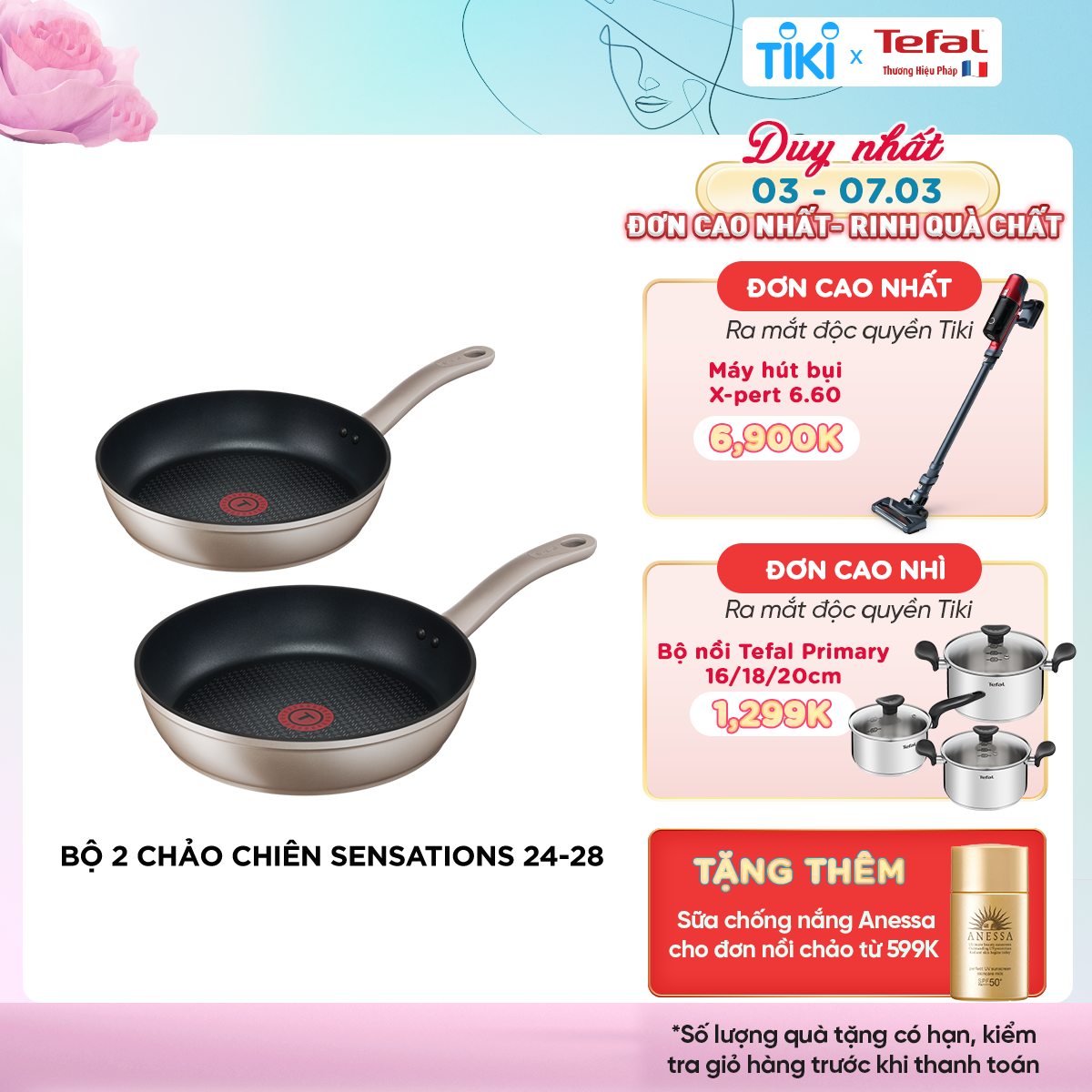 Bộ 2 chảo chiên chống dính đáy từ Tefal Sensation dùng cho mọi loại bếp (24cm, 28cm) - Hàng chính hãng