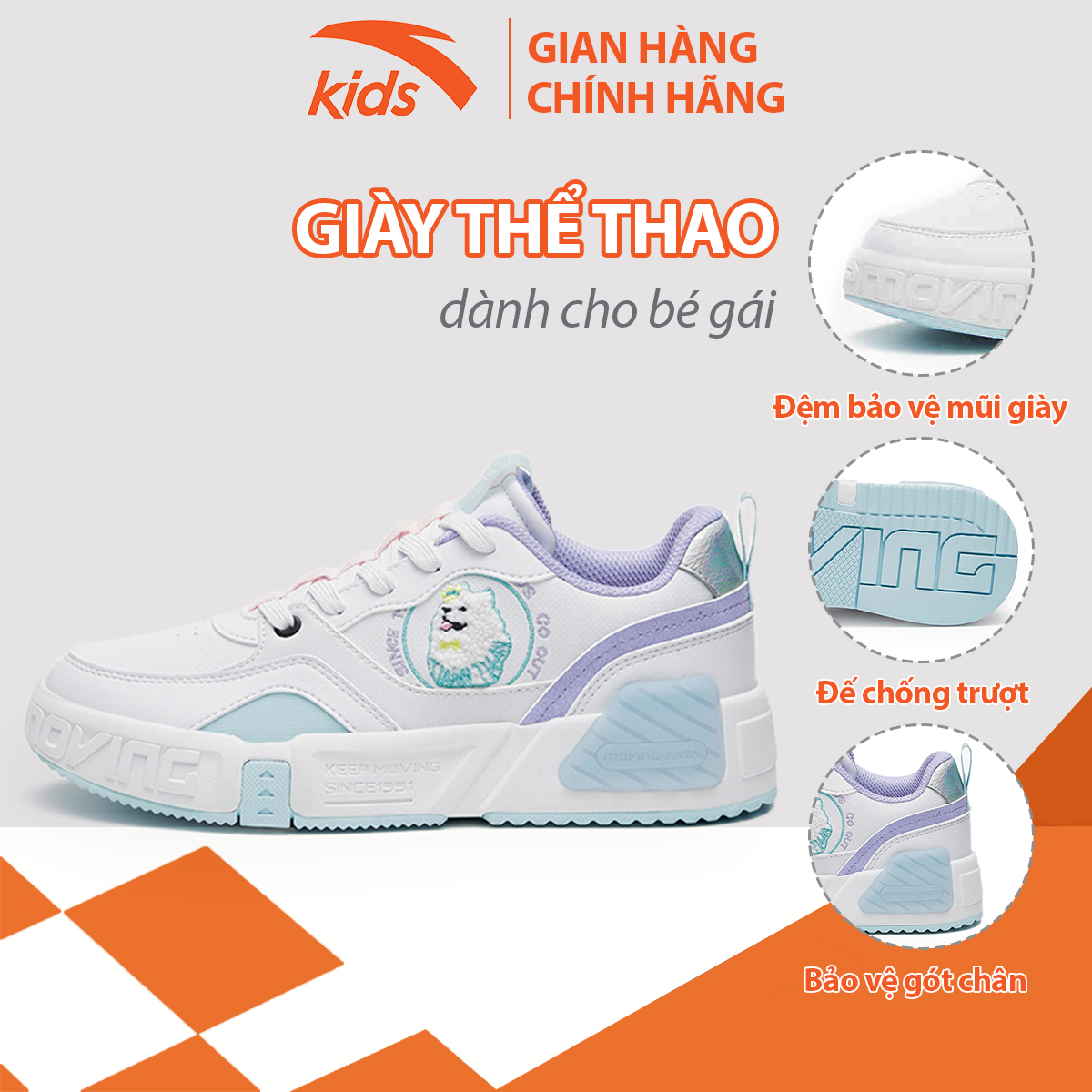 Giày đế bằng bé gái thời trang Anta Kids 322248001-1