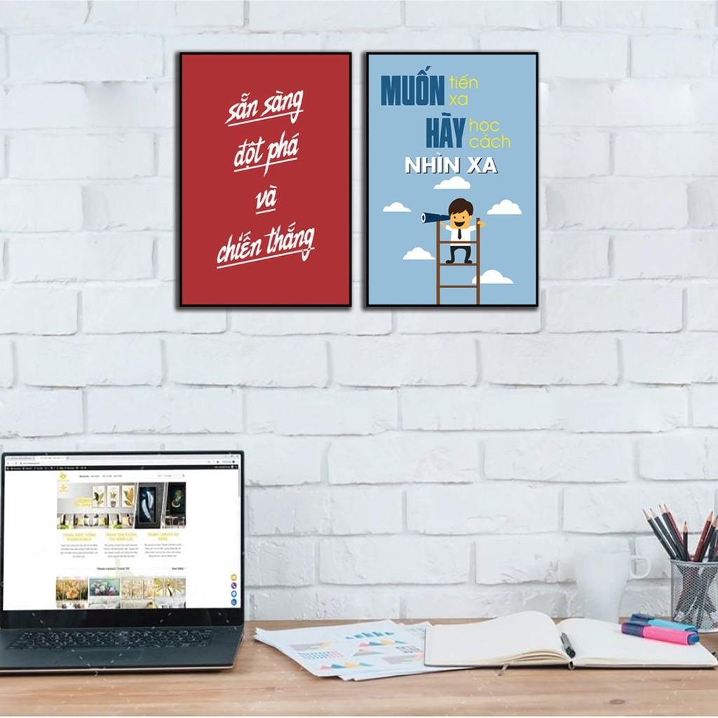 -Tranh văn phòng, tranh slogan, tranh động lực gỗ MDF - Tặng kèm đinh đa năng