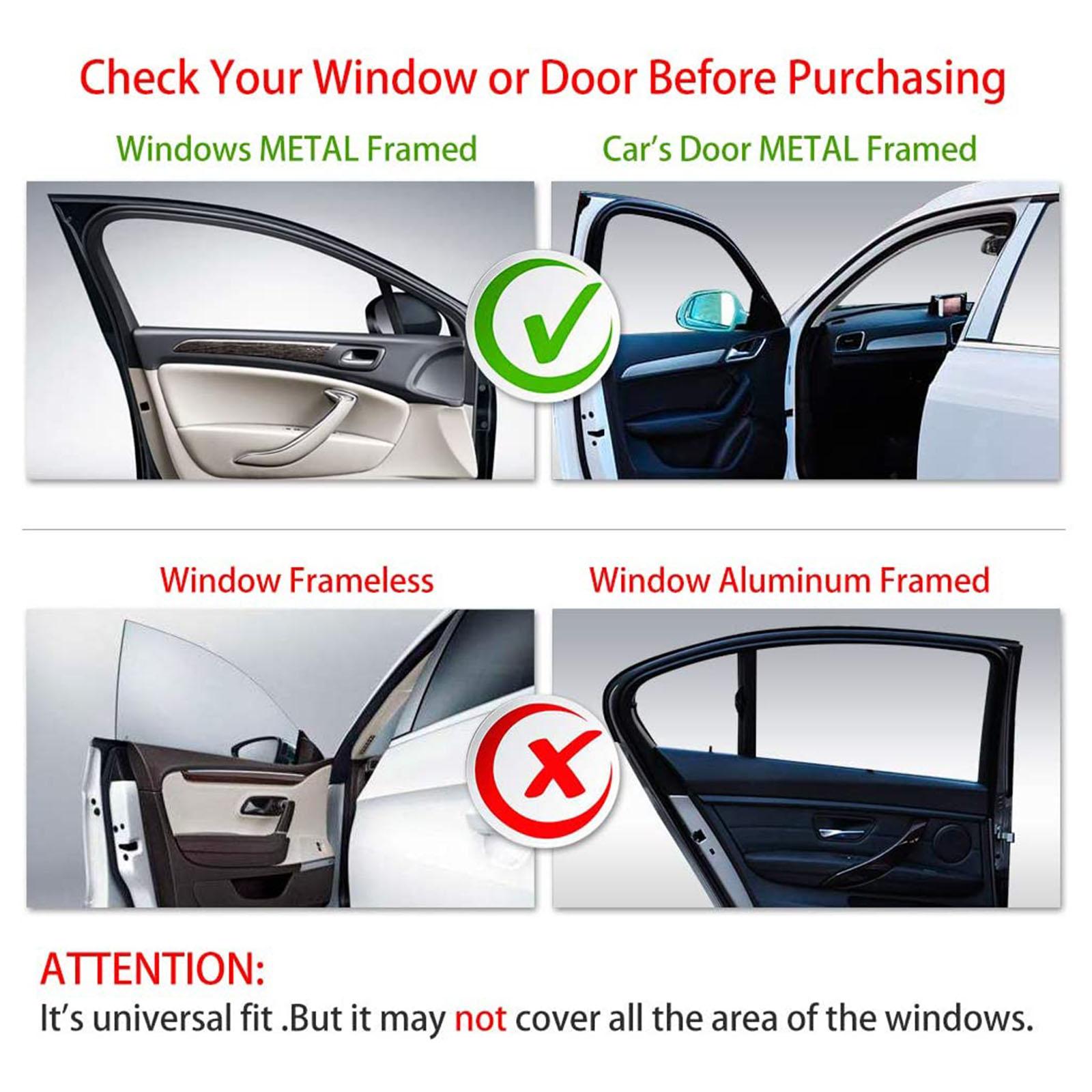 4 Pieces Car Magnetic Rear Front Side Window Sunshade Shade, Retractable, Professional Accessories