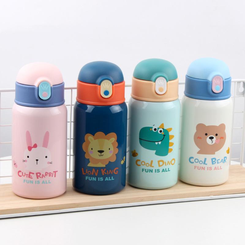 400Ml Trẻ Em Hoạt Hình Inox Ống Hút Giữ Nhiệt Cốc Tập Uống Có Ốp Lưng Chống Rò Rỉ Chân Không Trẻ Nhiệt Nước thermocup