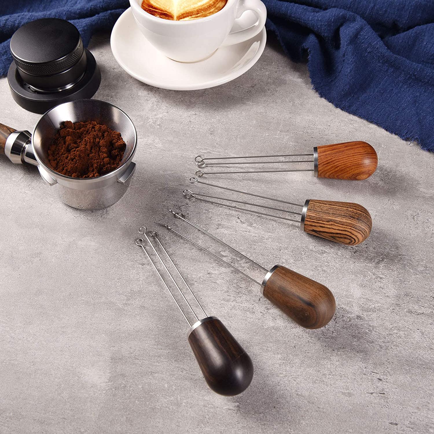 Tặng Túi Vải - Cây Khuấy Trộn Bột Cà Phê Phân Tán Đồng Đều Cán Gỗ Kèm Đế Mica Giữ thương hiệu KaRí – Espresso Coffee Stirrer