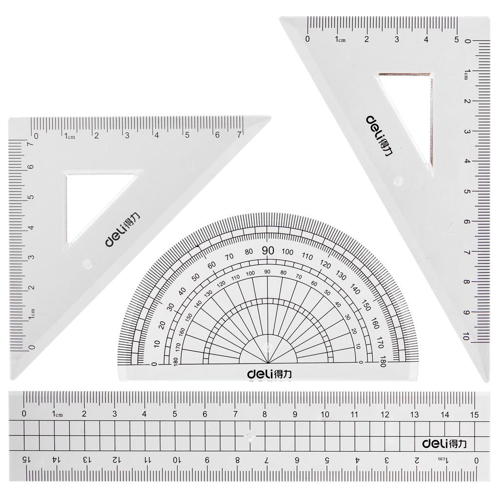 Bộ dụng cụ eke thước đo độ học sinh Deli - 1 bộ - 71988