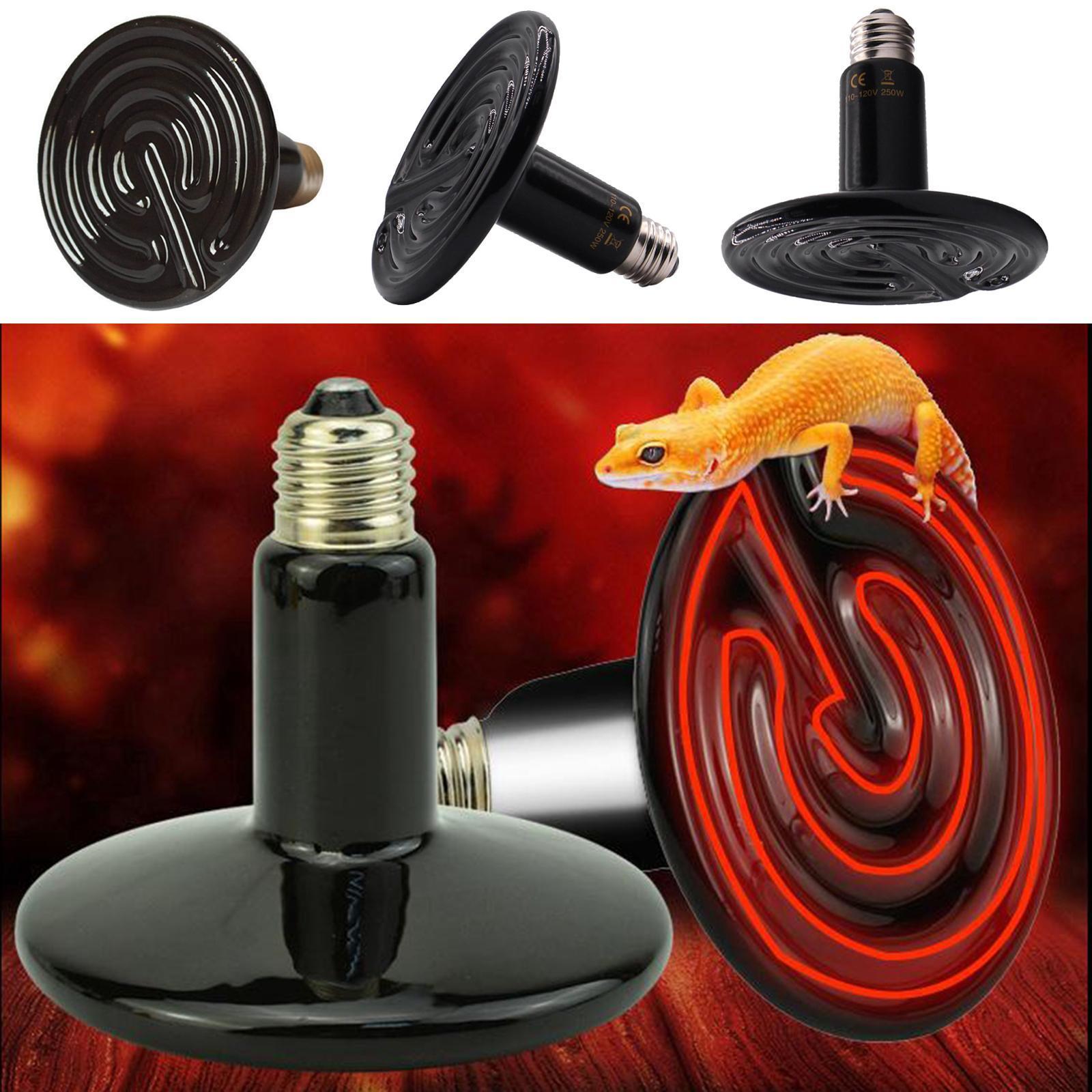 Reptile Heating Lamp Tortoise Heat Bulb Basking Lighting Black 200W