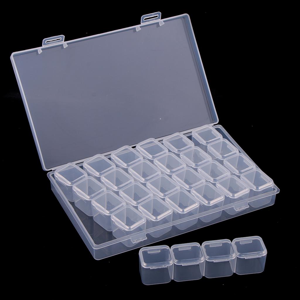 16x 28Grid Clear Beads Box Small Items Container For Makeup Organizer