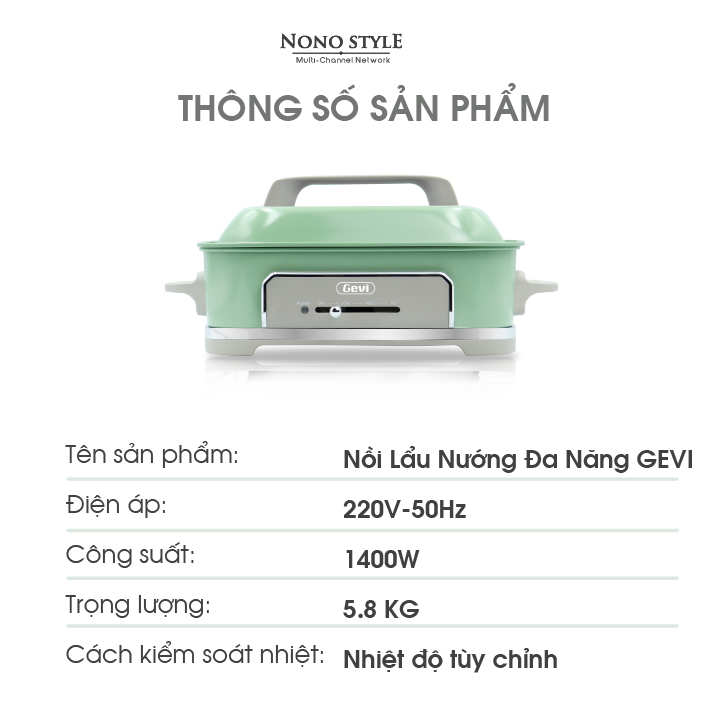 Nồi Đa Năng Cao Cấp Gevi GEMFC703-V - Có 3 khay hấp, nướng, lẩu dung tích 3L riêng biệt - Hàng Chính Hãng